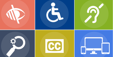  Picture with assistive technology icons in a variety of colors